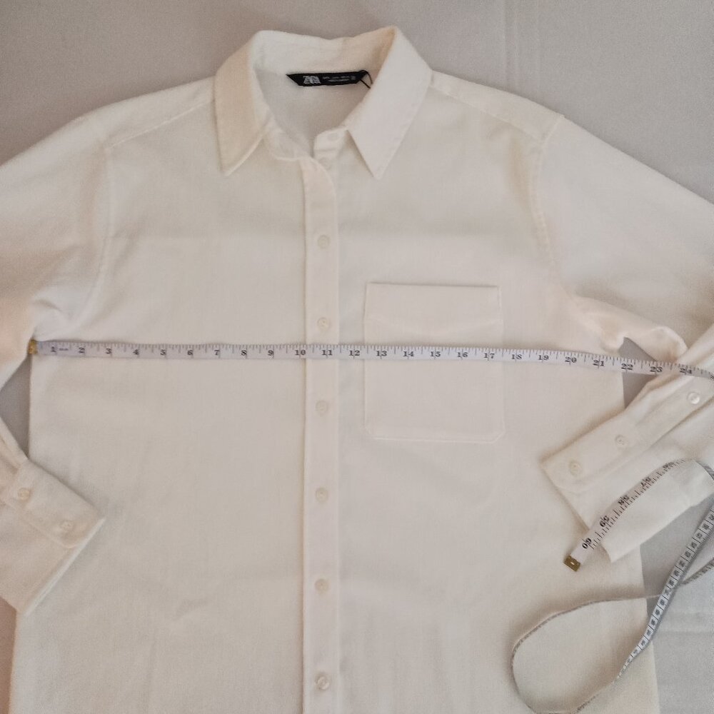 Zara Off White Corduroy Shirt Women’s M Cottagecore - Picture 11 of 15